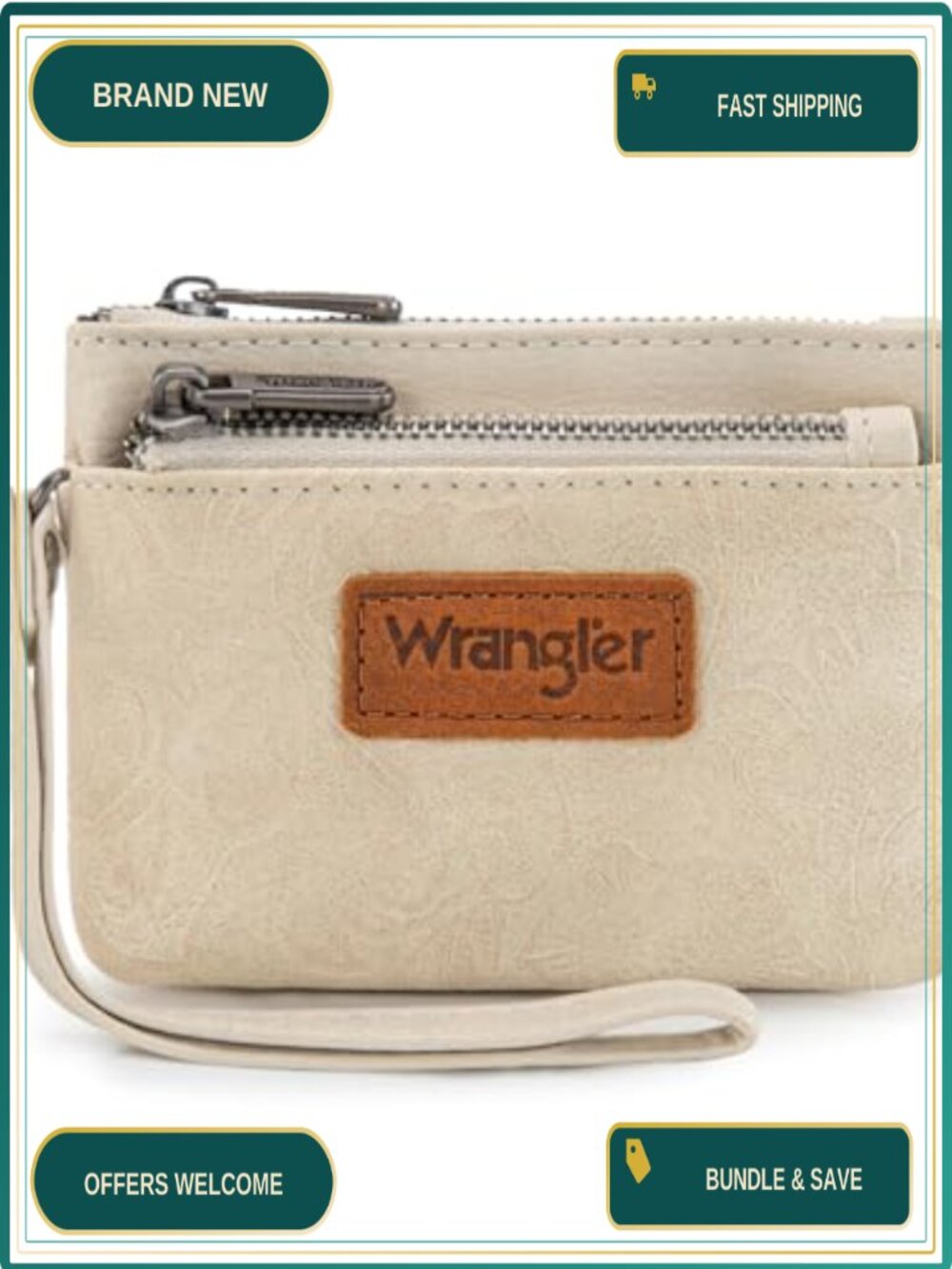 RFID Wristlet Coin Purse Wallet Embossed Floral Faux Leather Women